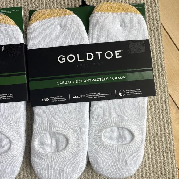 2 Gold Toe Edition 6 Pair White Casual No Show Sneaker Socks Size 6-12.5 - New - Picture 3 of 9